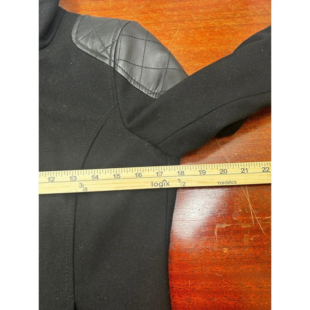 Trina Turk Wool Moto Jacket Wmn 2 Black Lamb Leather Trim Zip Dark Romantic Edge
